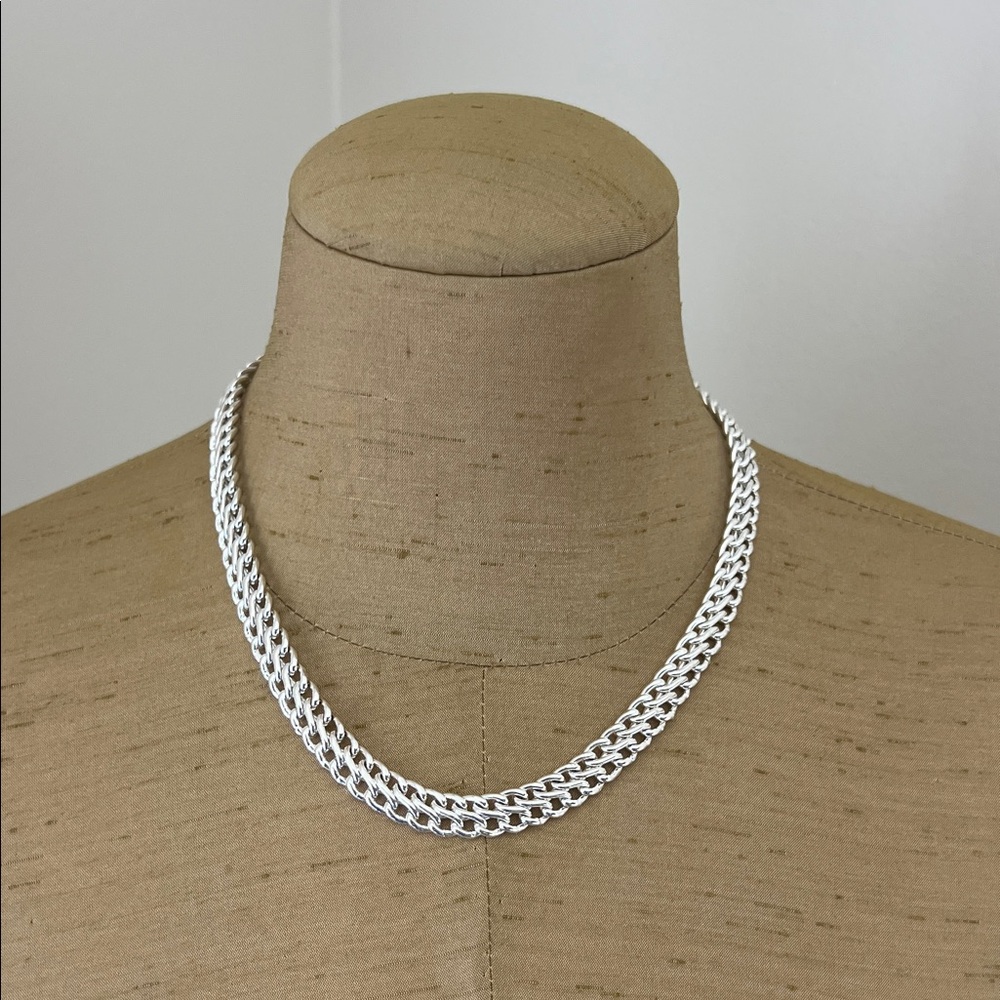 Napier Silver Double Chain Necklace